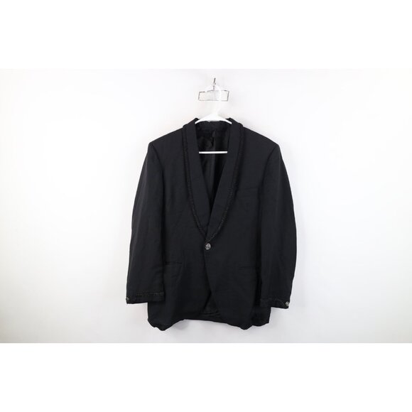 Vtg 40s 50s Mens 38R Bespoke Rayon Gabardine One Button Suit